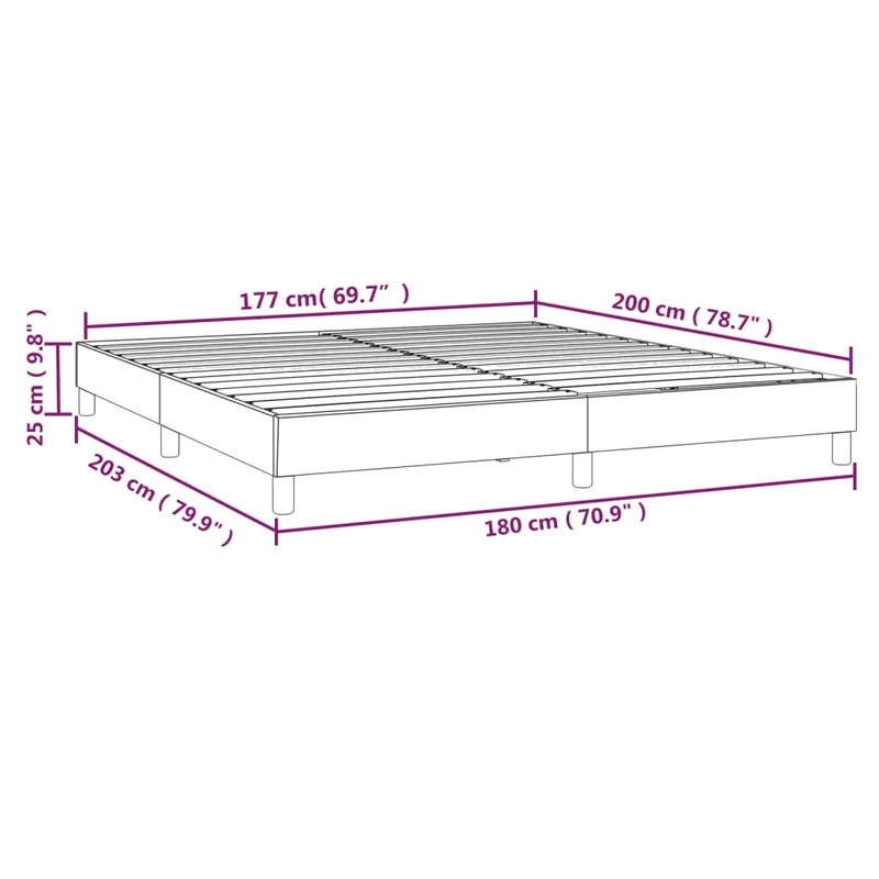 Sommier à lattes sur pieds cadre de lit 180x200 cm tissu crème TDL0207257