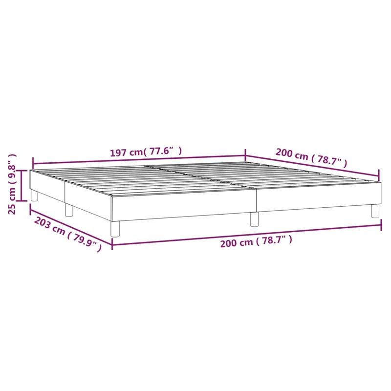 Sommier à lattes sur pieds cadre de lit 200x200 cm tissu crème TDL0207252