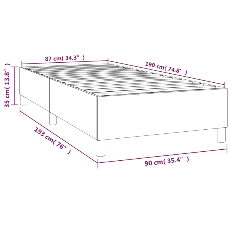 Sommier à lattes sur pieds cadre de lit 90x190 cm tissu crème TDL0207239