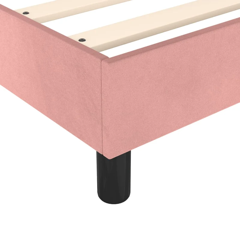 Sommier à lattes sur pieds cadre de lit 140x190 cm tissu velours rose TDL0206959