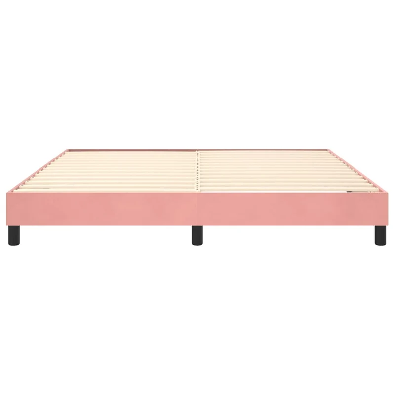 Sommier à lattes sur pieds cadre de lit 160x200 cm tissu velours rose TDL0206956