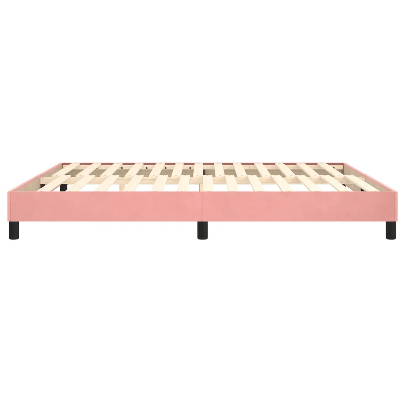 Sommier à lattes sur pieds cadre de lit 160x200 cm tissu velours rose TDL0206956