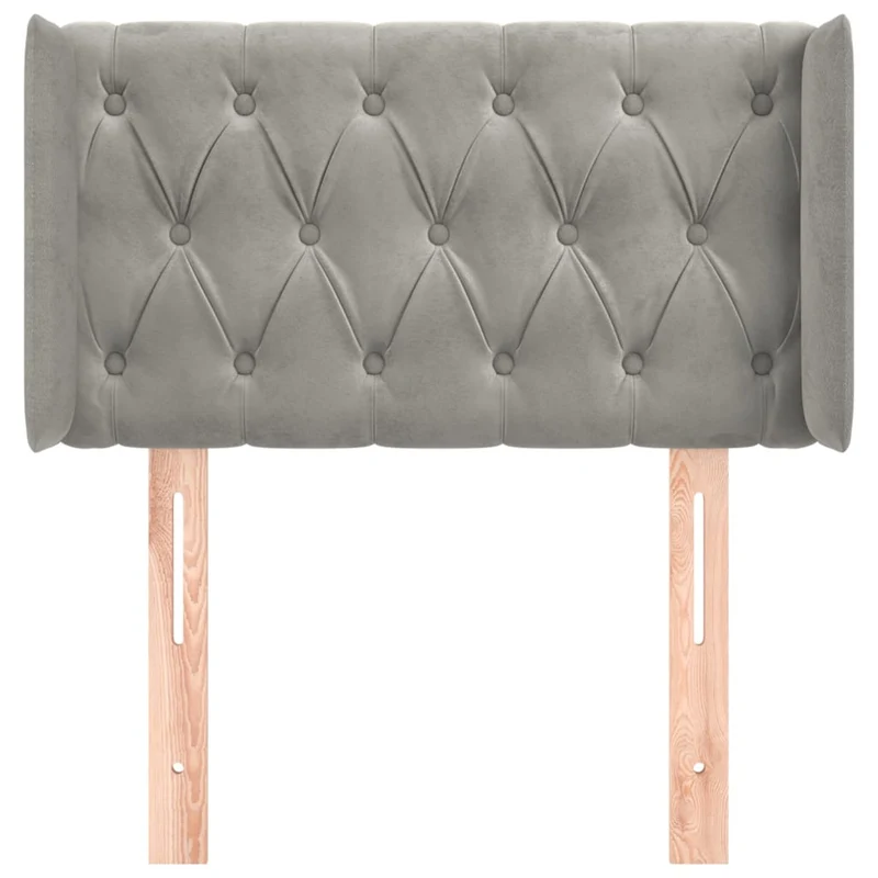 Tête de lit accessoire couchage chambre à coucher meuble avec rebord latéral 83 x 16 x 78/88 cm tissu velours gris clair TDL0205132