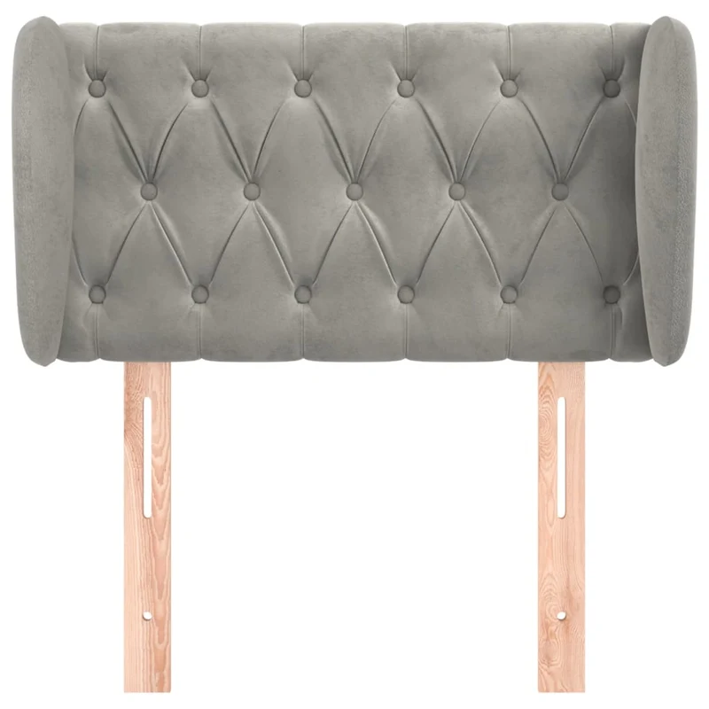 Tête de lit accessoire couchage chambre à coucher meuble avec rebord latéral 83 x 23 x 78/88 cm tissu velours gris clair TDL0205111
