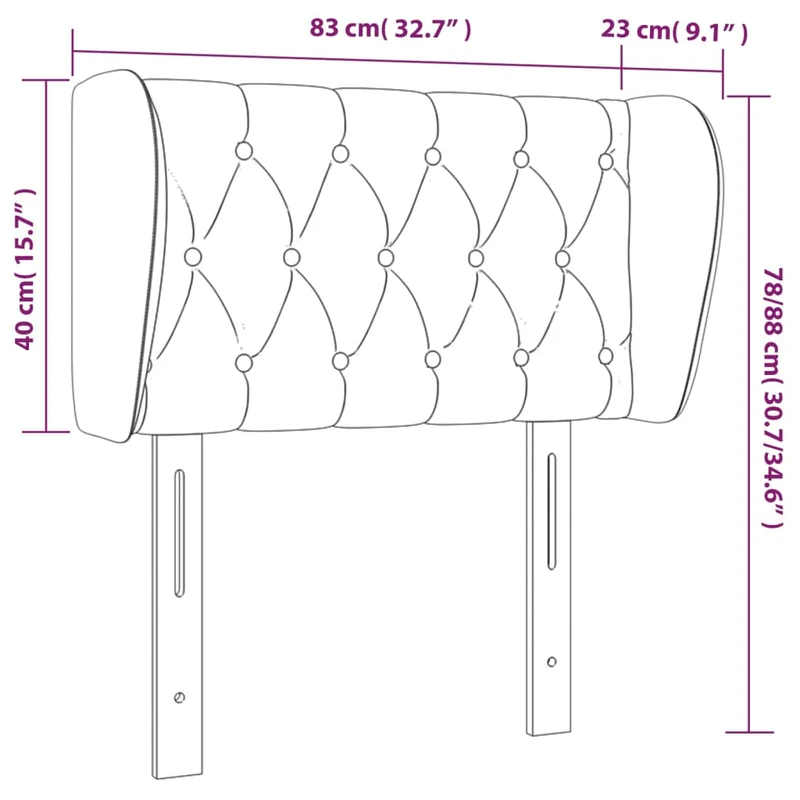 Tête de lit accessoire couchage chambre à coucher meuble avec rebord latéral 83 x 23 x 78/88 cm tissu velours gris clair TDL0205111