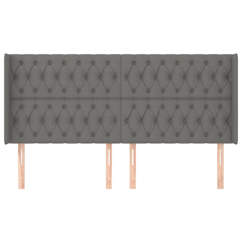 Tête de lit accessoire couchage chambre à coucher meuble avec rebord latéral 203 x 16 x 118/128 cm tissu gris foncé TDL0204951