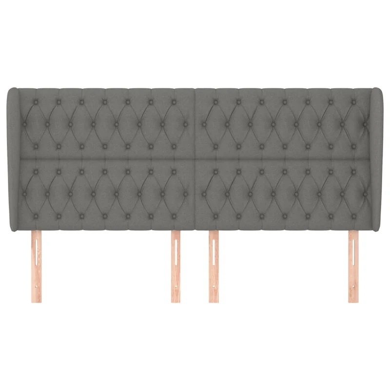 Tête de lit accessoire couchage chambre à coucher meuble avec rebord latéral 203 x 23 x 118/128 cm tissu gris foncé TDL0204933