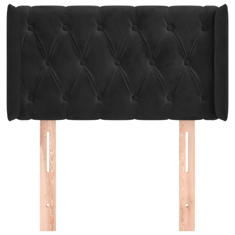 Tête de lit accessoire couchage chambre à coucher meuble avec rebord latéral 83 x 16 x 78/88 cm Tissu velours noir TDL0204443