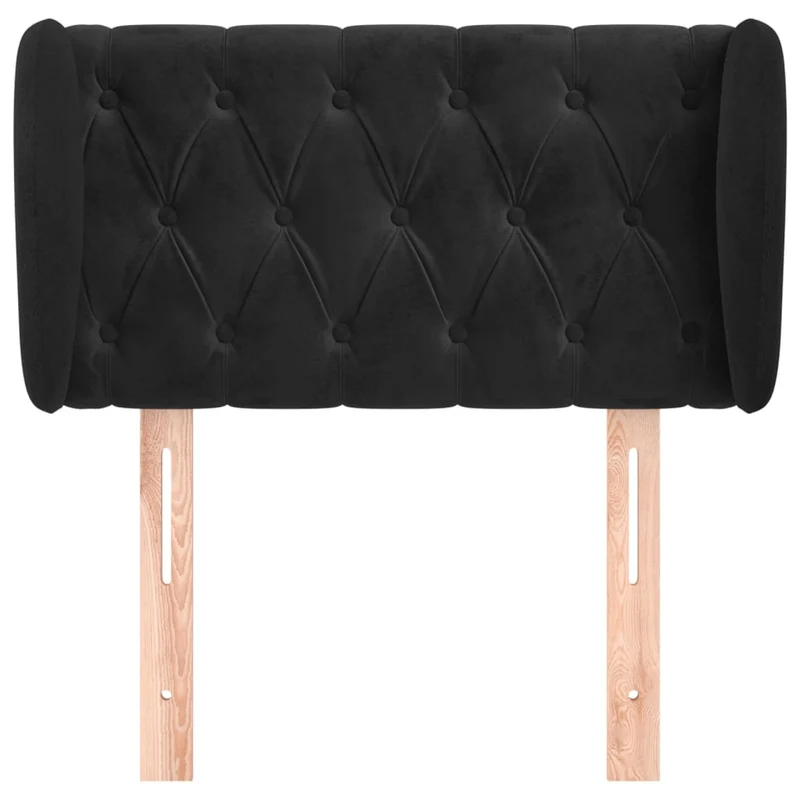 Tête de lit accessoire couchage chambre à coucher meuble avec rebord latéral 83 x 23 x 78/88 cm Tissu velours noir TDL0204416