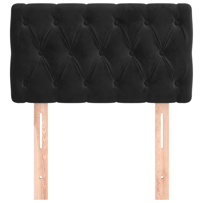 Tête de lit accessoire couchage chambre à coucher meuble 80 x 7 x 78/88 cm tissu velours noir TDL0202104