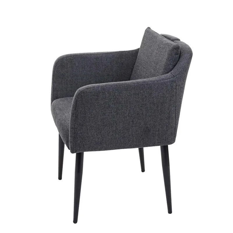 Fauteuil chaise lounge salle à manger bureau visiteur en synthétique gris foncé pieds métal noir 04_0002290