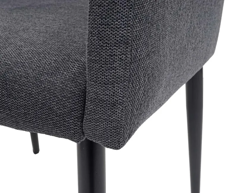 Fauteuil chaise lounge salle à manger bureau visiteur en synthétique gris foncé pieds métal noir 04_0002290