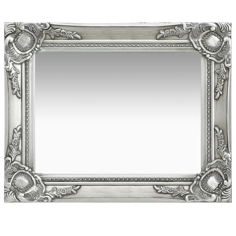 Miroir mural rectangulaire style baroque 50x40 cm Argenté DEC022852