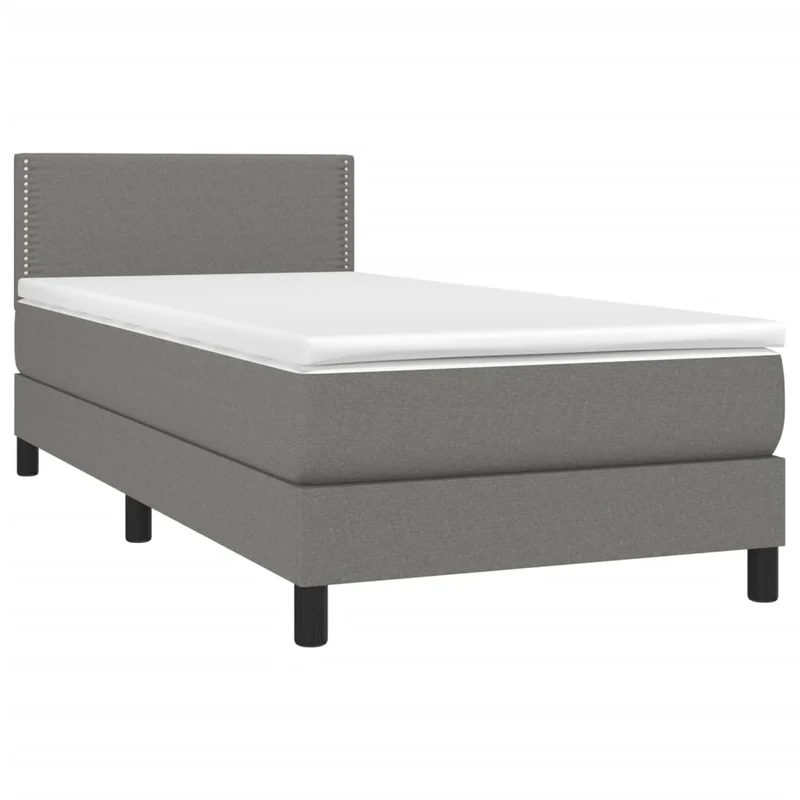 Cadre de lit LED avec sommier tête de lit matelas 100x200 cm tissu gris foncé TDL0208450