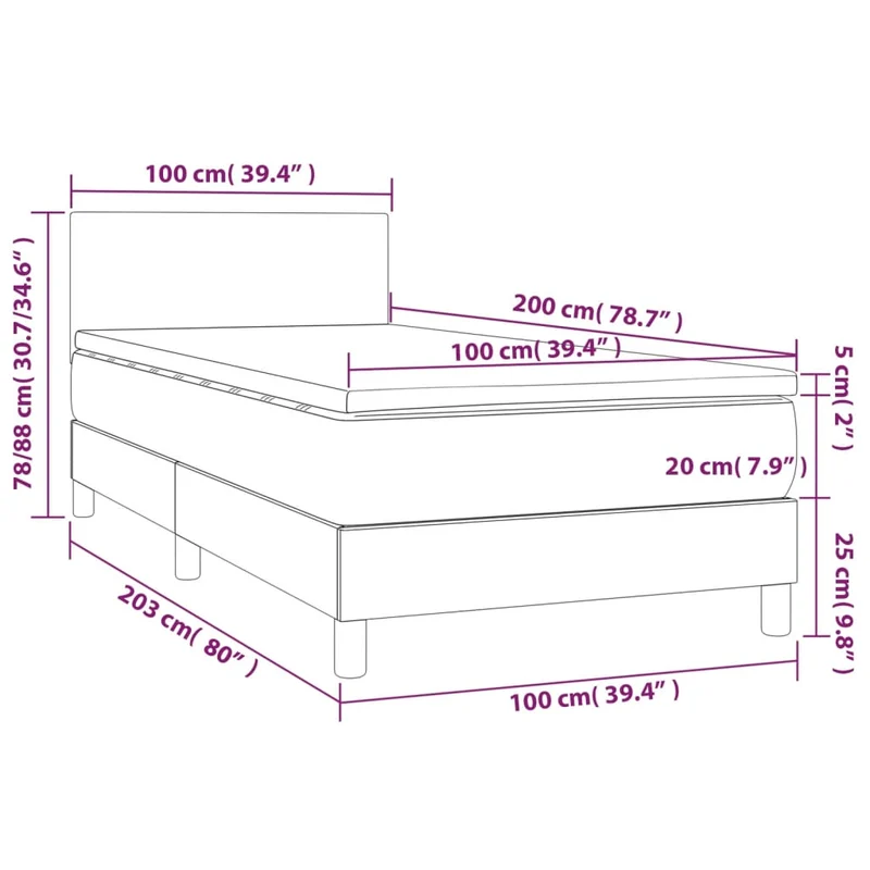 Cadre de lit LED avec sommier tête de lit matelas 100x200 cm tissu gris foncé TDL0208428