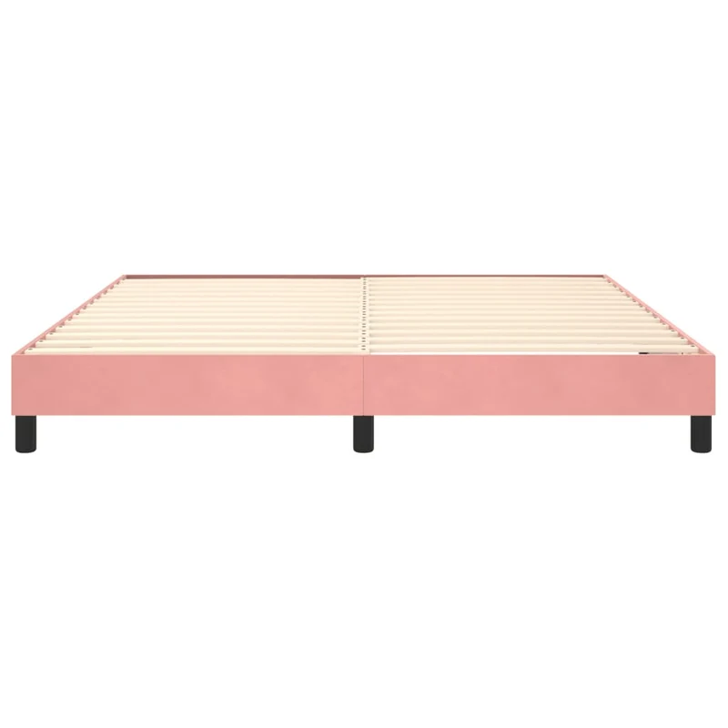 Sommier à lattes sur pieds cadre de lit 180x200 cm tissu velours rose TDL0206954