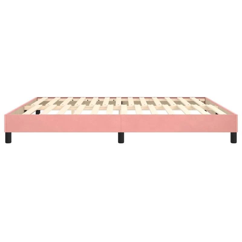 Sommier à lattes sur pieds cadre de lit 180x200 cm tissu velours rose TDL0206954