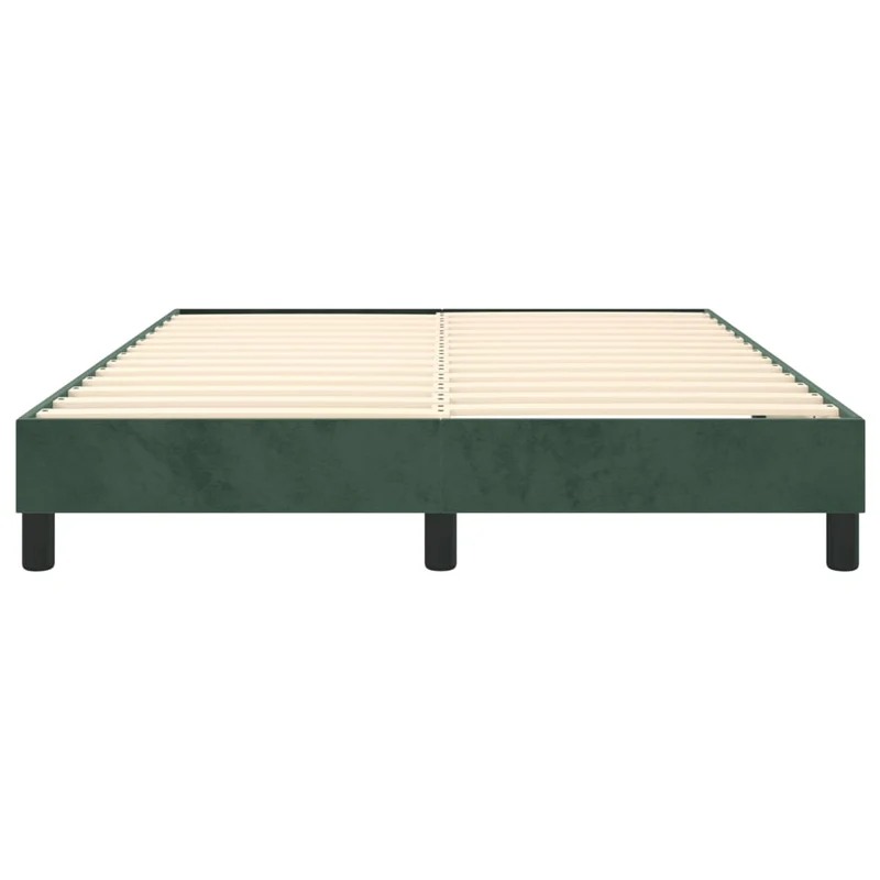 Sommier à lattes sur pieds cadre de lit 140x200 cm tissu velours vert foncé TDL0206883