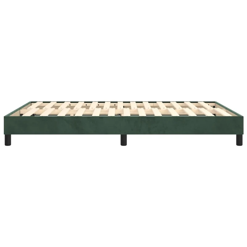 Sommier à lattes sur pieds cadre de lit 140x200 cm tissu velours vert foncé TDL0206883
