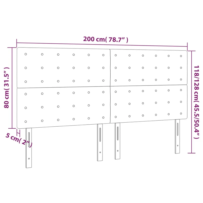 Tête de lit accessoire couchage chambre à coucher meuble 4 parties 100 x 5 x 78/88 cm synthétique noir TDL0205980