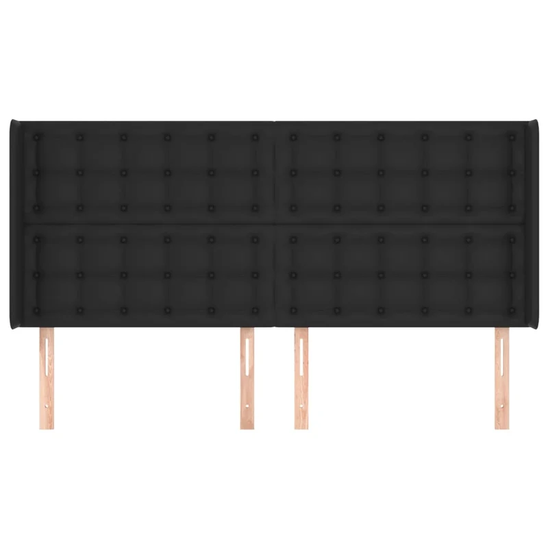 Tête de lit accessoire couchage chambre à coucher meuble capitonné avec rebord latéral 203 x 16 x 118/128 cm synthétique noir TDL0204502