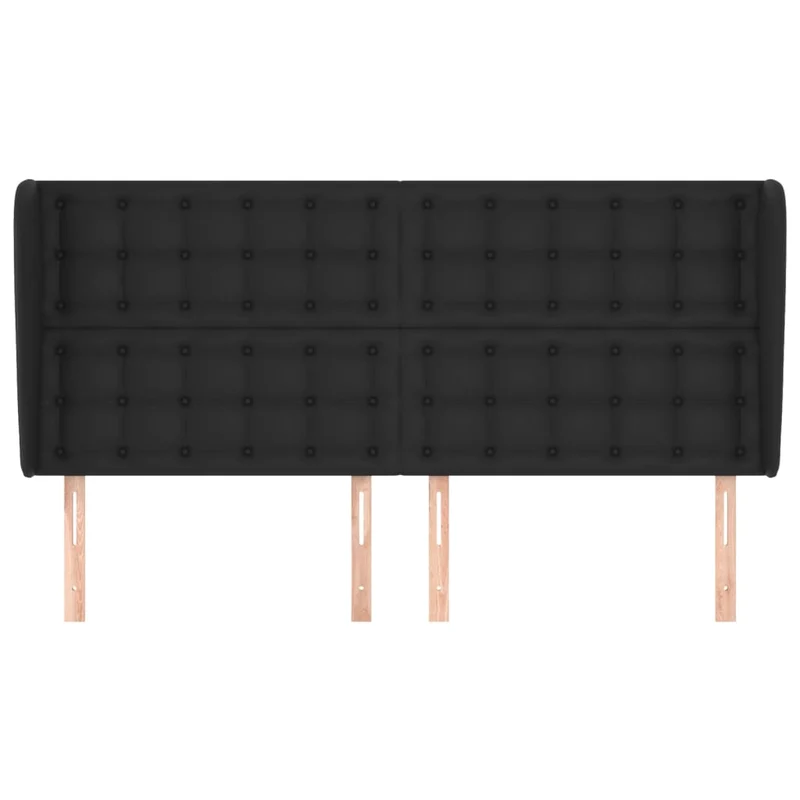 Tête de lit accessoire couchage chambre à coucher meuble capitonné avec rebord latéral 203 x 23 x 118/128 cm synthétique noir TDL0204486