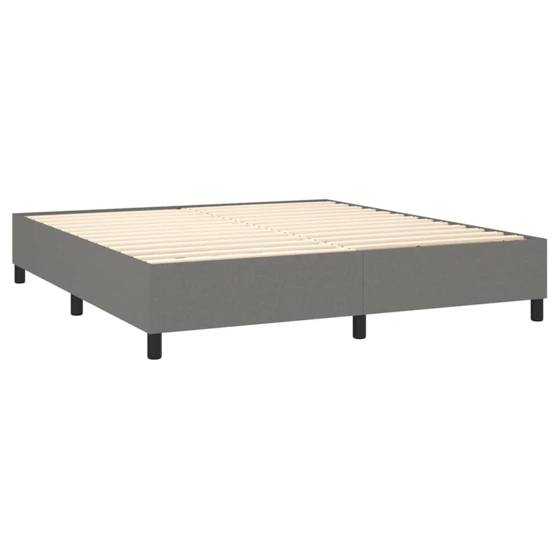 Cadre de lit LED avec sommier tête de lit matelas 160x200 cm tissu gris foncé TDL0208339