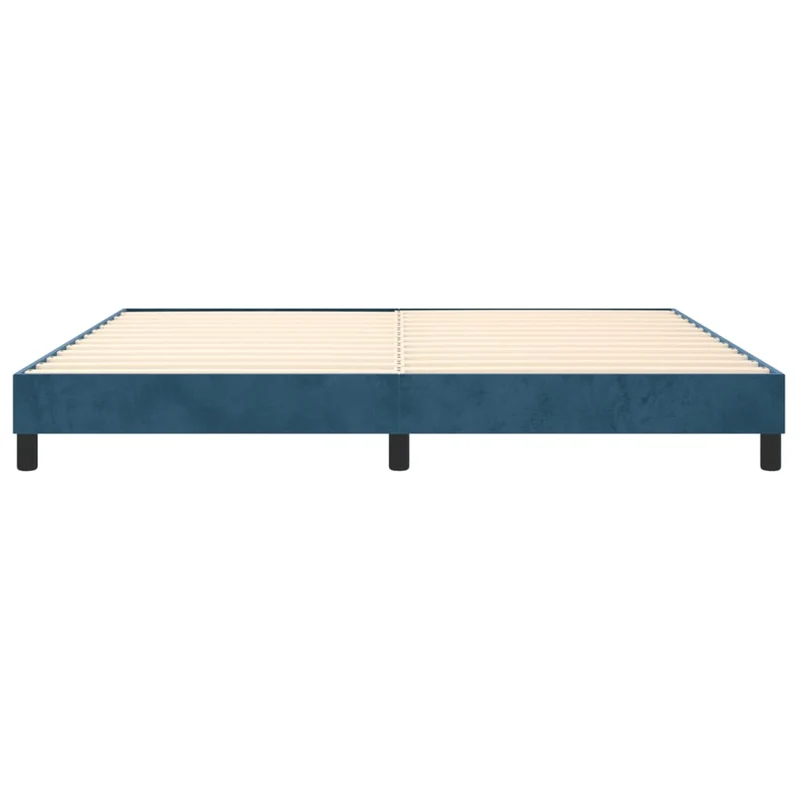 Sommier à lattes sur pieds cadre de lit 200x200 cm tissu velours bleu foncé TDL0207305
