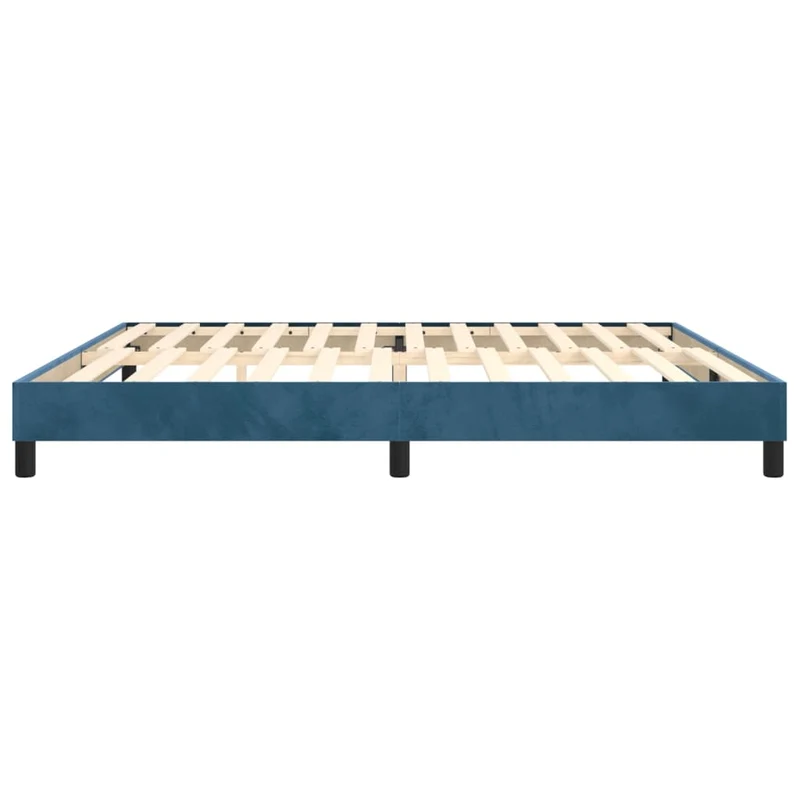 Sommier à lattes sur pieds cadre de lit 200x200 cm tissu velours bleu foncé TDL0207305
