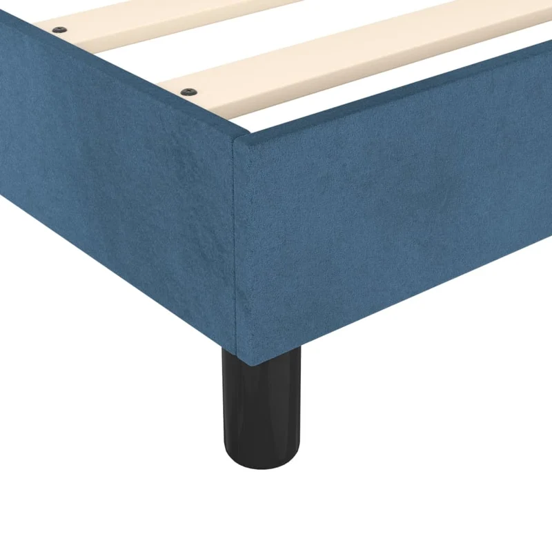 Sommier à lattes sur pieds cadre de lit 90x200 cm tissu velours bleu foncé TDL0207299