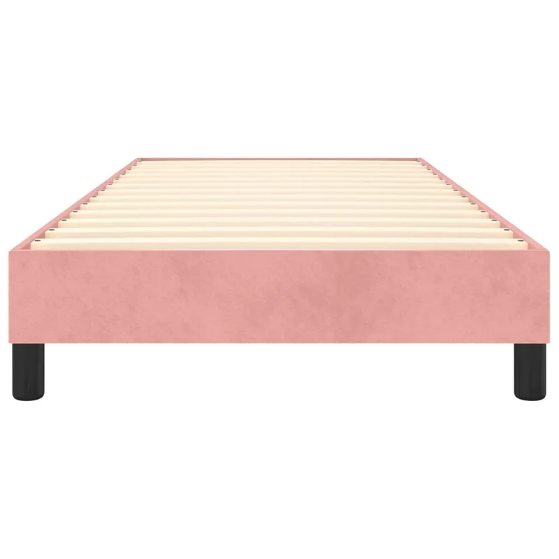 Sommier à lattes sur pieds cadre de lit 80x200 cm tissu velours rose TDL0206950
