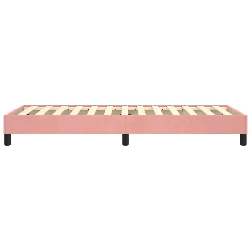 Sommier à lattes sur pieds cadre de lit 80x200 cm tissu velours rose TDL0206950
