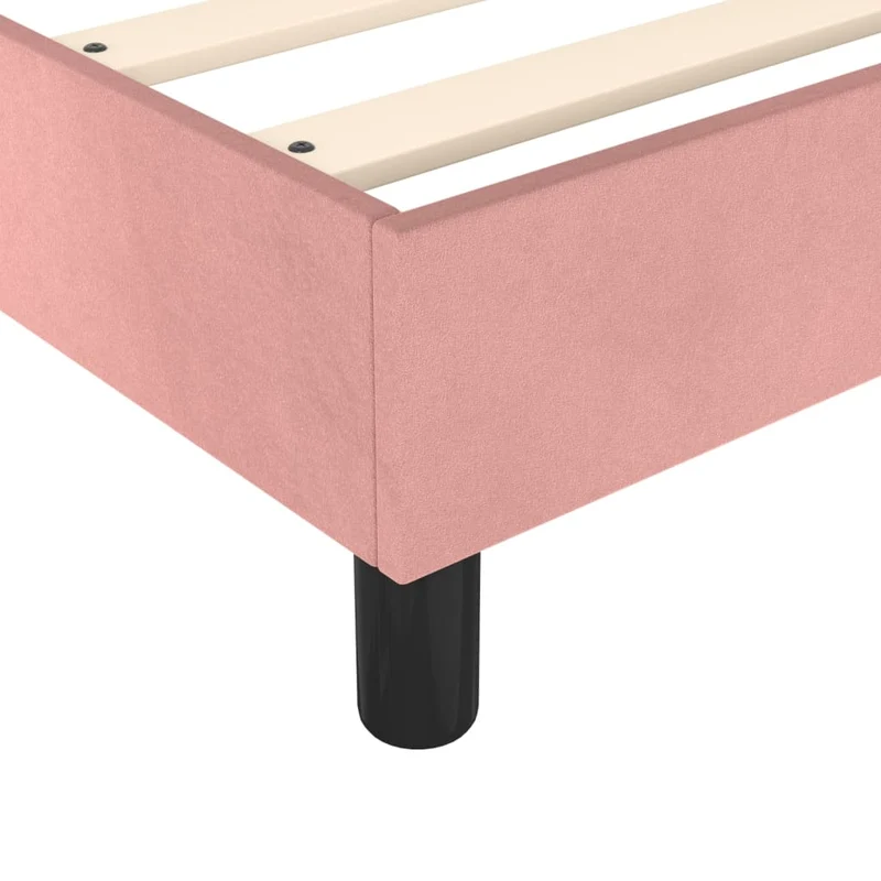 Sommier à lattes sur pieds cadre de lit 80x200 cm tissu velours rose TDL0206950