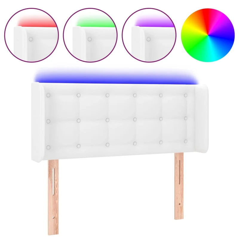 Tête de lit accessoire couchage chambre à coucher meuble à LED 83 x 16 x 78/88 cm synthétique blanc TDL0201922