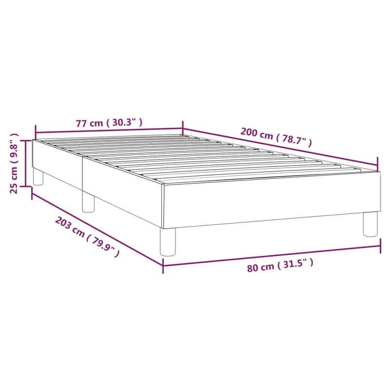 Sommier à lattes sur pieds cadre de lit 80x200 cm synthétique gris TDL0207218
