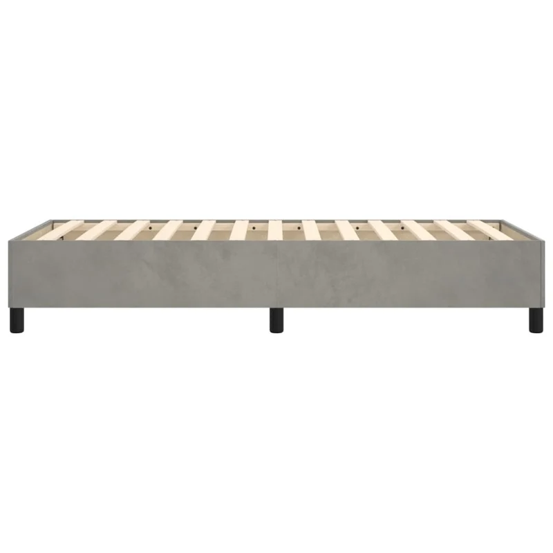 Sommier à lattes sur pieds cadre de lit 100x200 cm tissu velours gris clair TDL0207208