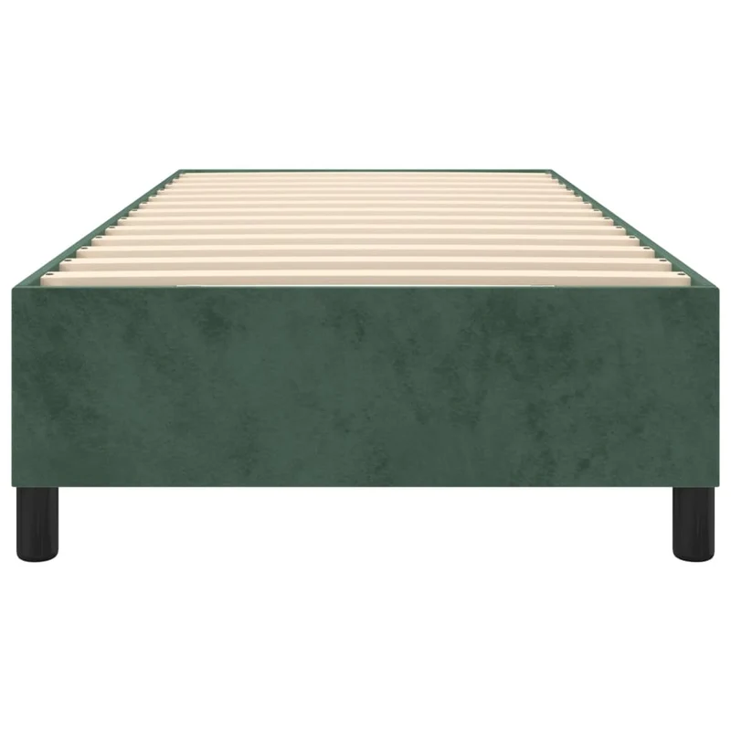 Sommier à lattes sur pieds cadre de lit 90x200 cm tissu velours vert foncé TDL0206873