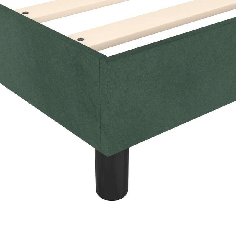 Sommier à lattes sur pieds cadre de lit 90x200 cm tissu velours vert foncé TDL0206873