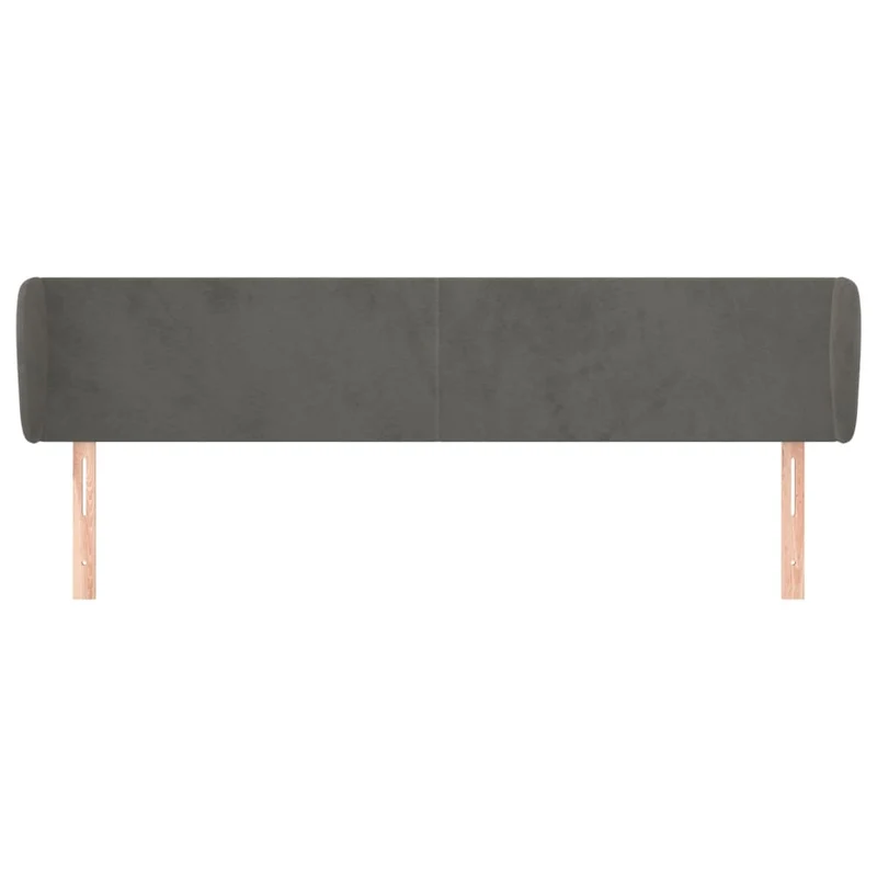 Tête de lit accessoire couchage chambre à coucher meuble avec rebord latéral 183 x 23 x 78/88 cm tissu velours gris foncé TDL0204956