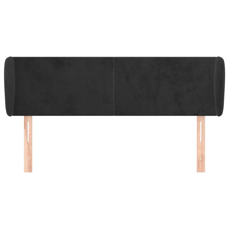 Tête de lit accessoire couchage chambre à coucher meuble avec rebord latéral 147 x 23 x 78/88 cm Tissu velours noir TDL0204545