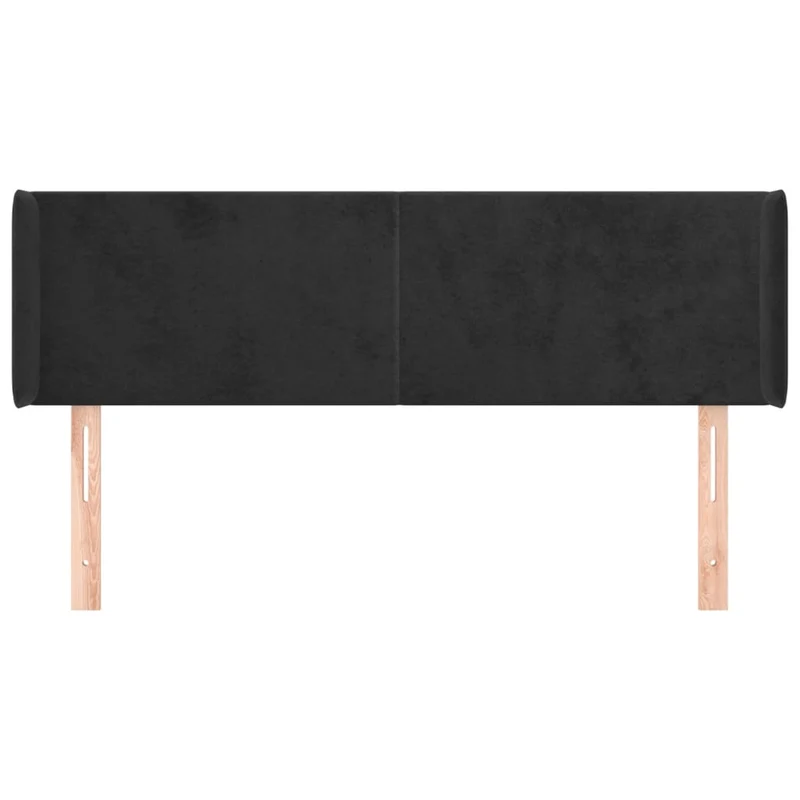 Tête de lit accessoire couchage chambre à coucher meuble avec rebord latéral 147 x 16 x 78/88 cm Tissu velours noir TDL0204564