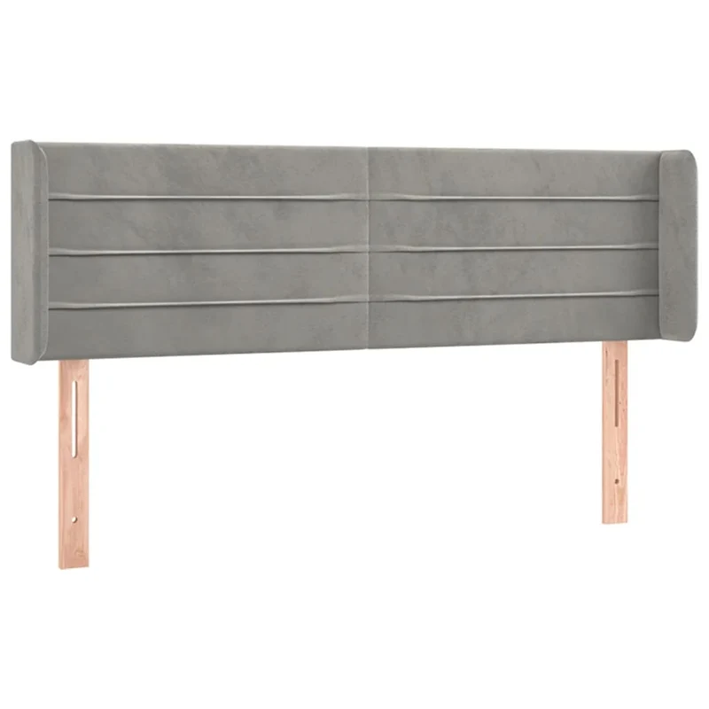 Tête de lit accessoire couchage chambre à coucher meuble avec rebord latéral 147 x 16 x 78/88 cm tissu velours gris clair TDL0205258