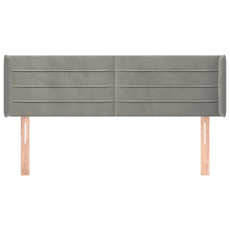 Tête de lit accessoire couchage chambre à coucher meuble avec rebord latéral 147 x 16 x 78/88 cm tissu velours gris clair TDL0205258