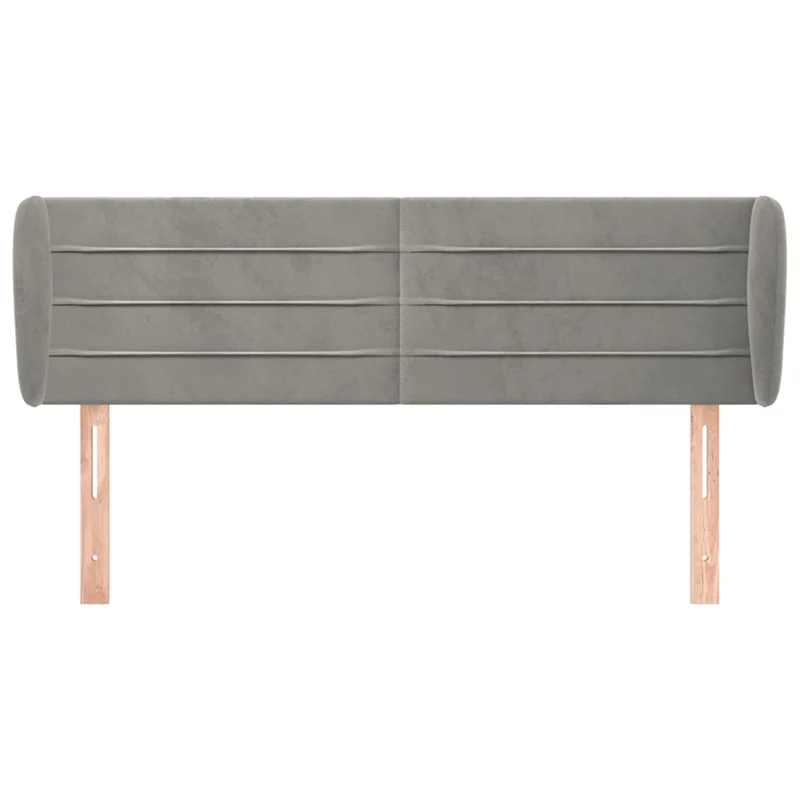 Tête de lit accessoire couchage chambre à coucher meuble avec rebord latéral 147 x 23 x 78/88 cm tissu velours gris clair TDL0205232