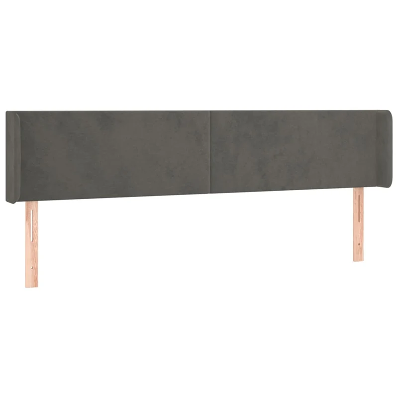 Tête de lit accessoire couchage chambre à coucher meuble à LED 183 x 16 x 78/88 cm tissu velours gris foncé TDL0201092