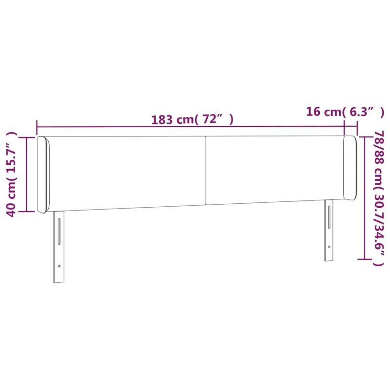 Tête de lit accessoire couchage chambre à coucher meuble à LED 183 x 16 x 78/88 cm tissu velours gris foncé TDL0201092