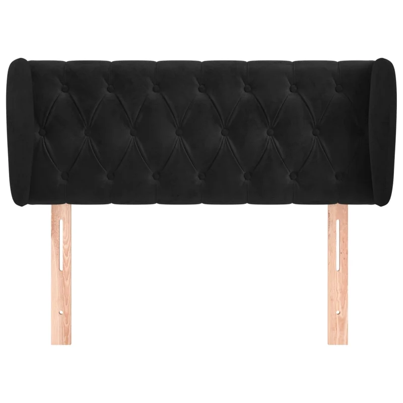 Tête de lit accessoire couchage chambre à coucher meuble capitonné avec rebord latéral 93 x 23 x 78/88 cm Tissu velours noir TDL0204376