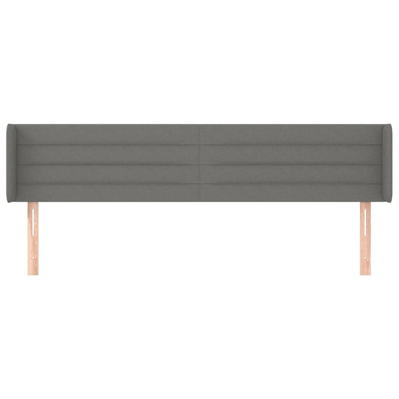 Tête de lit accessoire couchage chambre à coucher meuble avec rebord latéral 183 x 16 x 78/88 cm tissu gris foncé TDL0204966