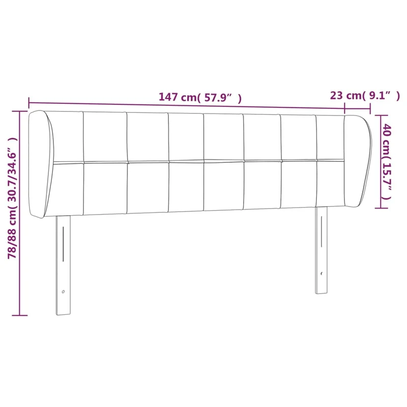 Tête de lit accessoire couchage chambre à coucher meuble avec rebord latéral 147 x 23 x 78/88 cm tissu gris clair TDL0205241