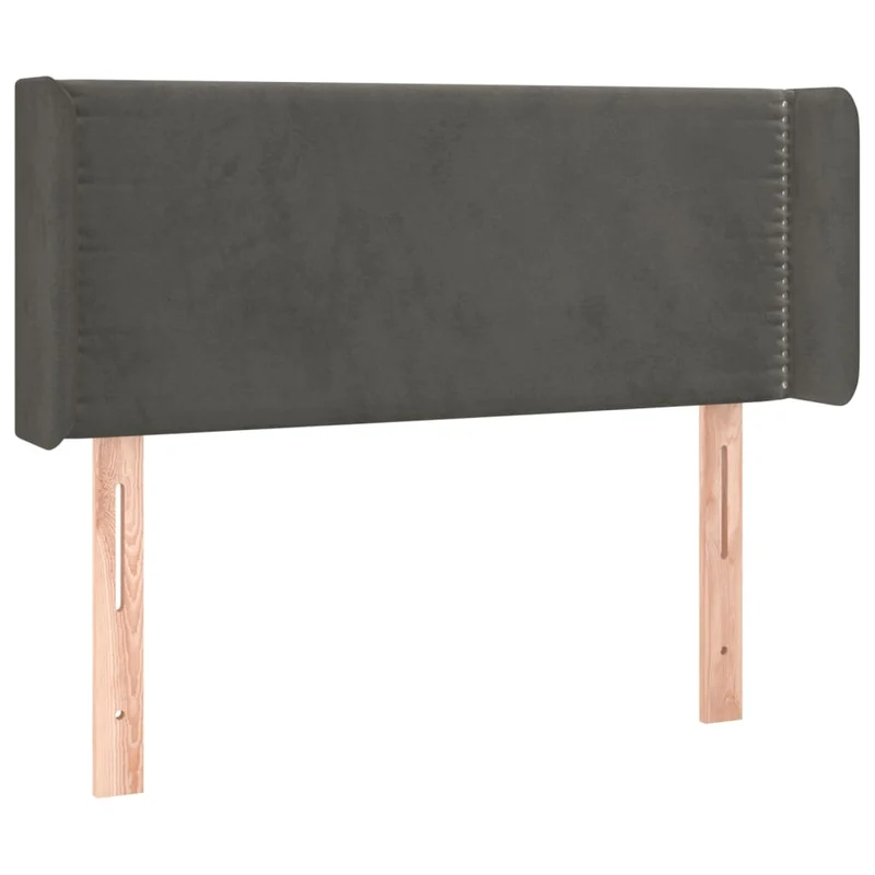 Tête de lit accessoire couchage chambre à coucher meuble avec rebord latéral 93 x 16 x 78/88 cm tissu velours gris foncé TDL0204860